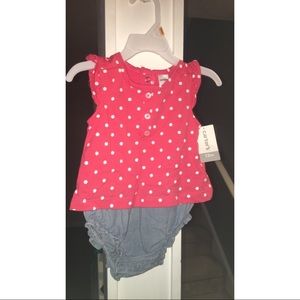 Carters Polka Dot Jean Dress - Size 12m